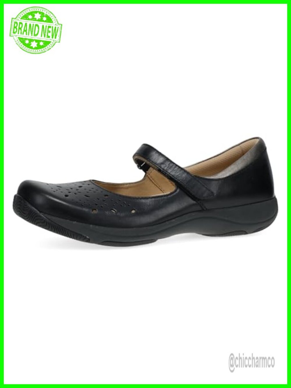 Dansko Women's Stacy Perforated Leather Mary Jane Flats Comfort Slip Resistant